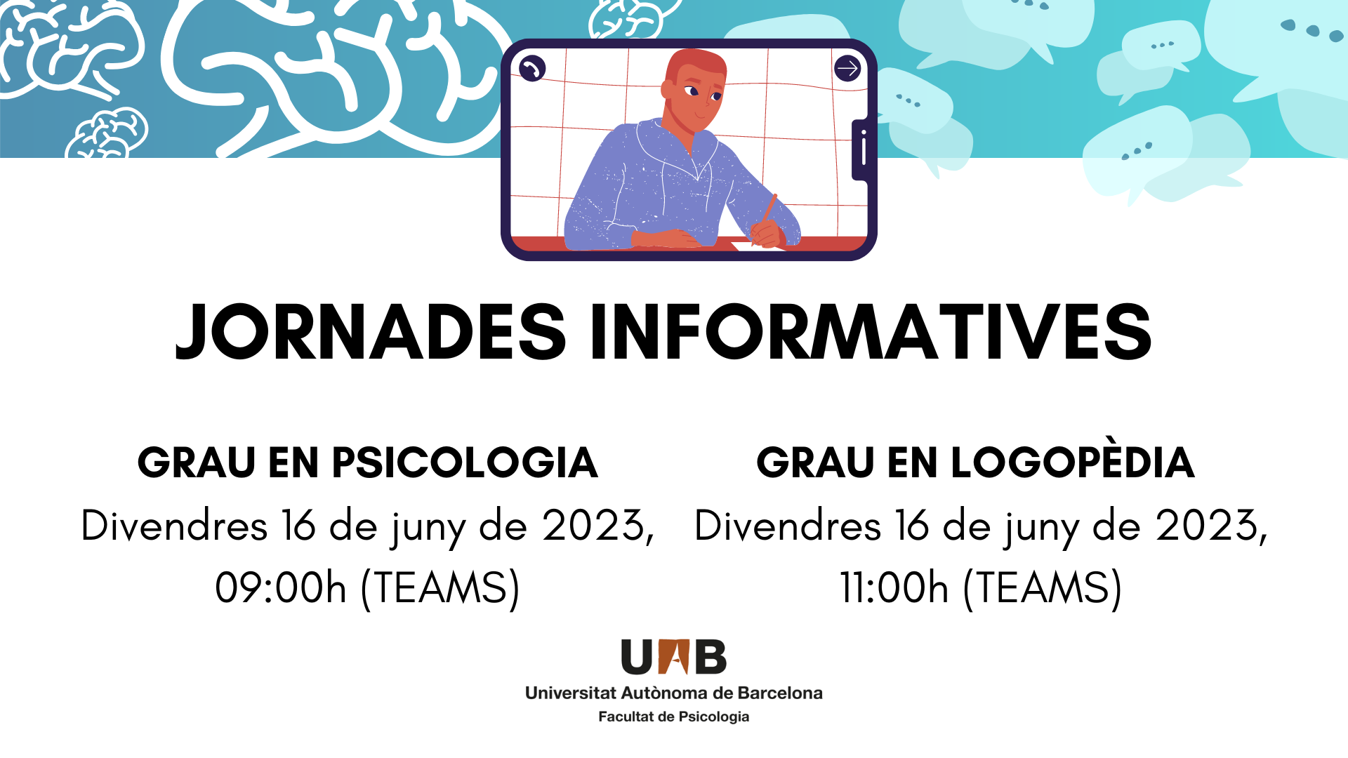 Cartell informació Jornades Informatives, grau en Logopèdia i Psicologia